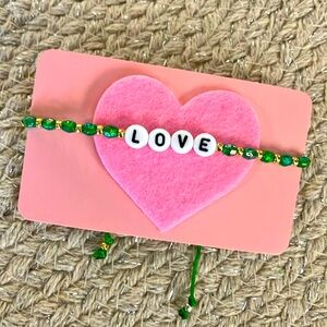 New Super Cute Green Gold Petite Beaded Boho Love Bracelet